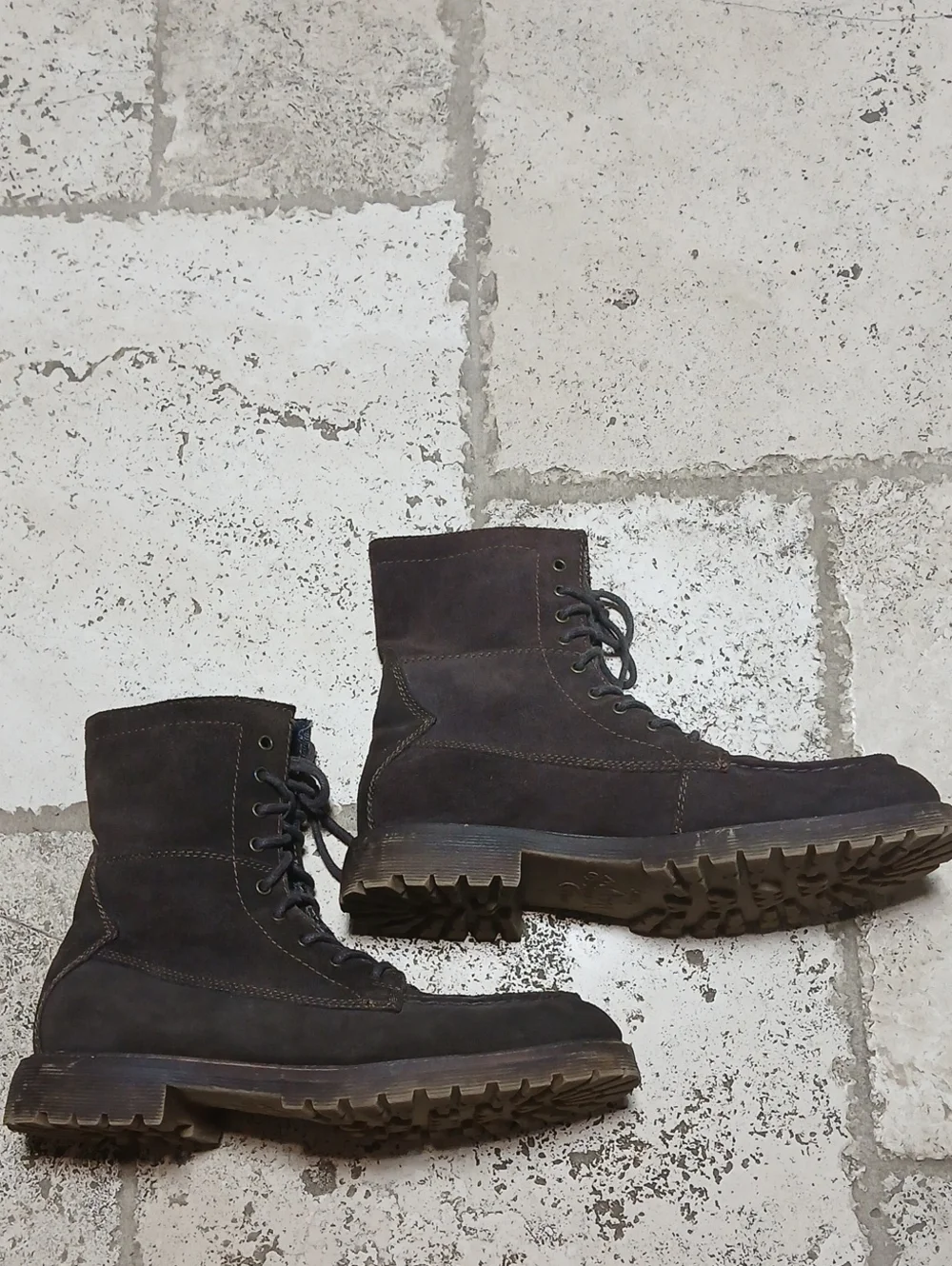 Natha Studio Men's Dark Brown Suede Lace-Up Tactical Boots Size 12 M